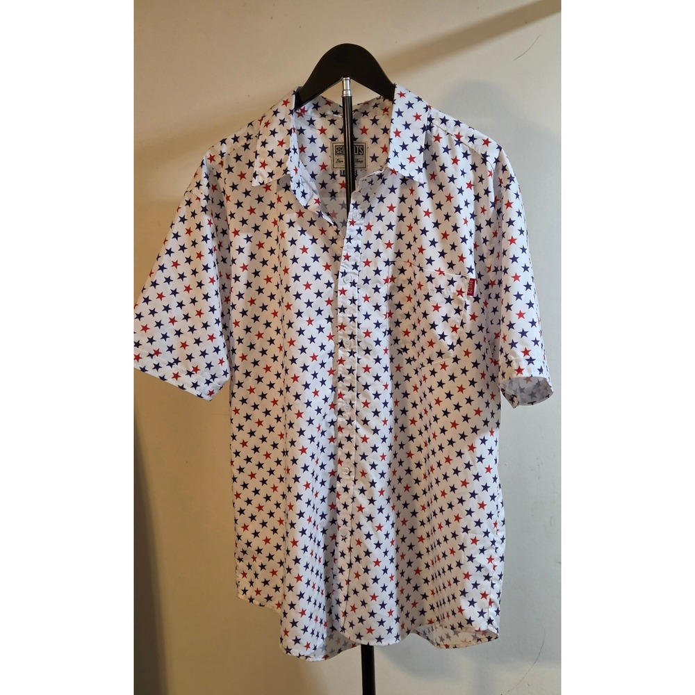 RSVLTS Betsy Ross Patriotic Button Up Shirt Mens Size X-Large Red White Blue
